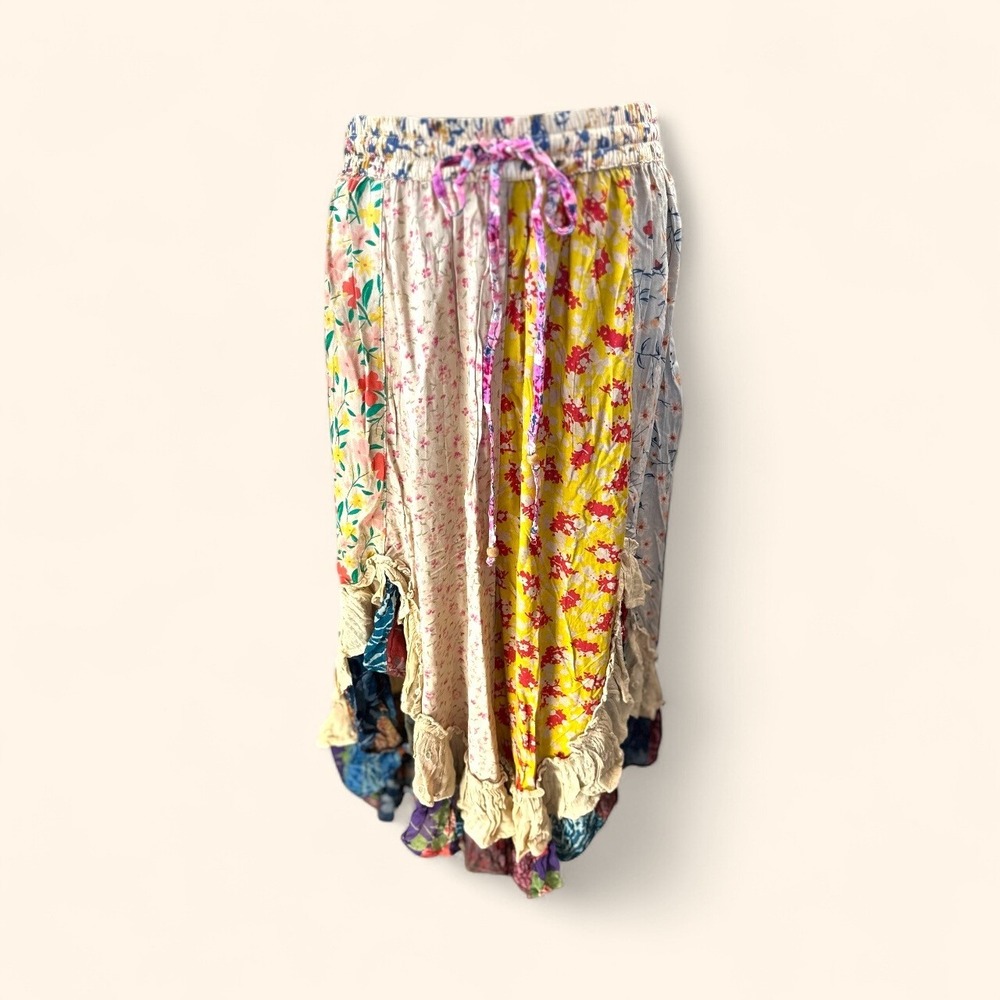 Young Threads Floral Patchwork Maxi‎ Skirt Ruffle… - image 2